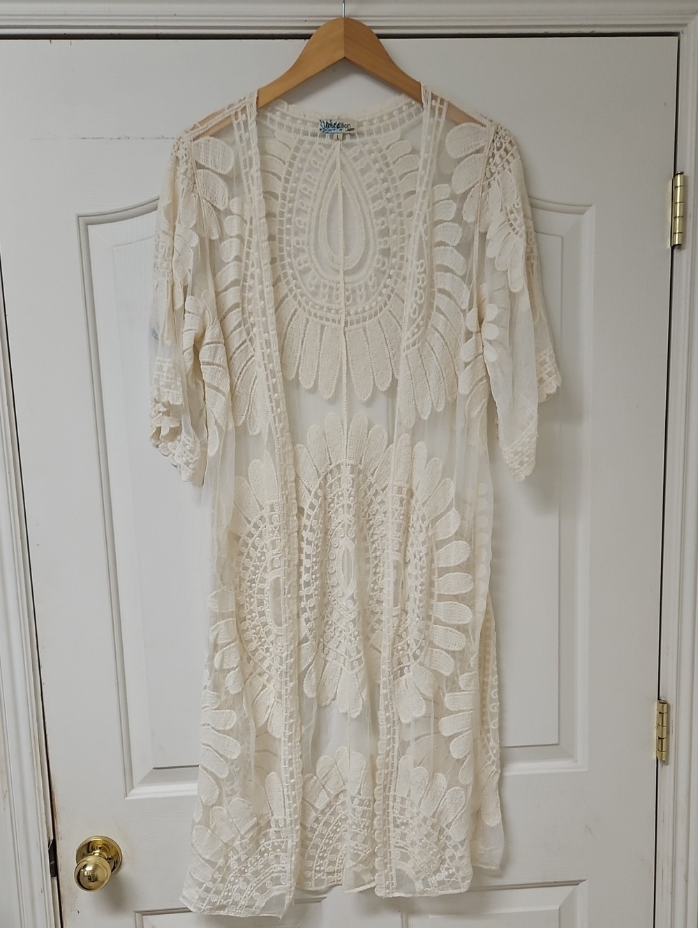 Rebellion Cream Boho Lace Kimono Duster Jacket